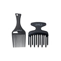 LEVEL3 2PC Hair Pick Comb Set - Комплект 2 Гребена с Дръжка за Къдрава Коса