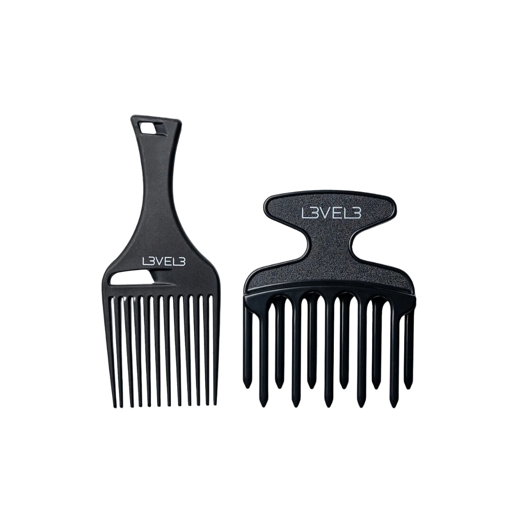 LEVEL3 2PC Hair Pick Comb Set - Комплект 2 Гребена с Дръжка за Къдрава Коса