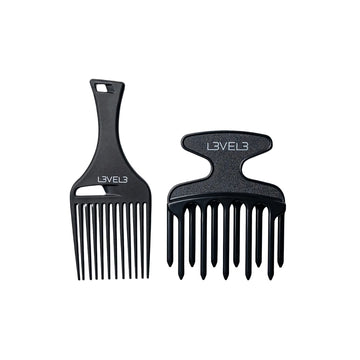 LEVEL3 2PC Hair Pick Comb Set - Комплект 2 Гребена с Дръжка за Къдрава Коса