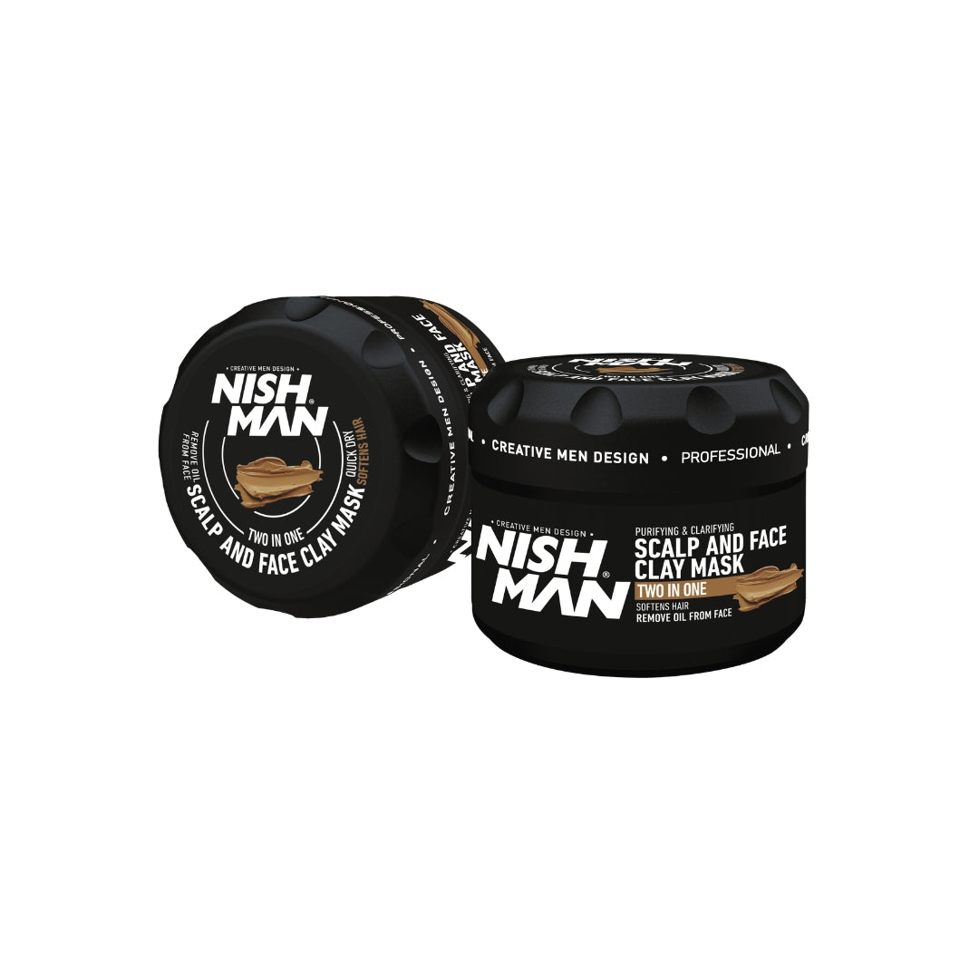 Nishman Глинена Маска за Скалп и Лице 2 в 1 - Детокс с Каолин, 450g