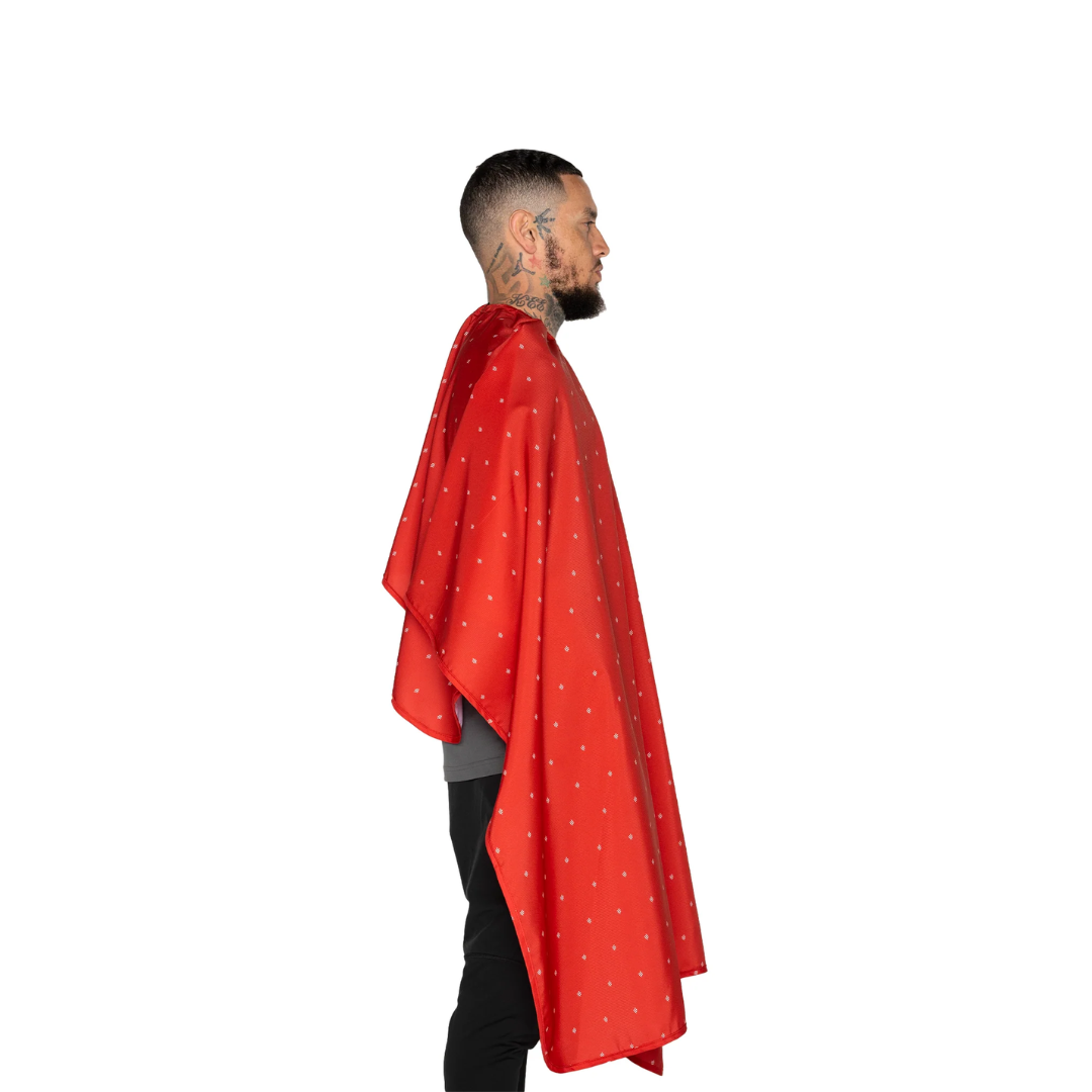 The Barber Cape - Червена Пелерина с Бяло Лого
