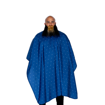 The Barber Cape - Синя Пелерина с Бяло Лого