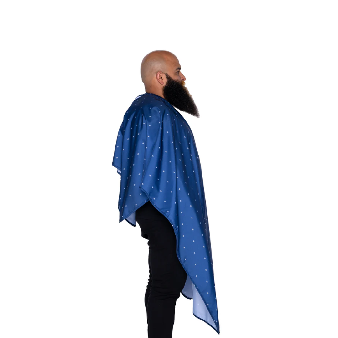 The Barber Cape - Синя Пелерина с Бяло Лого